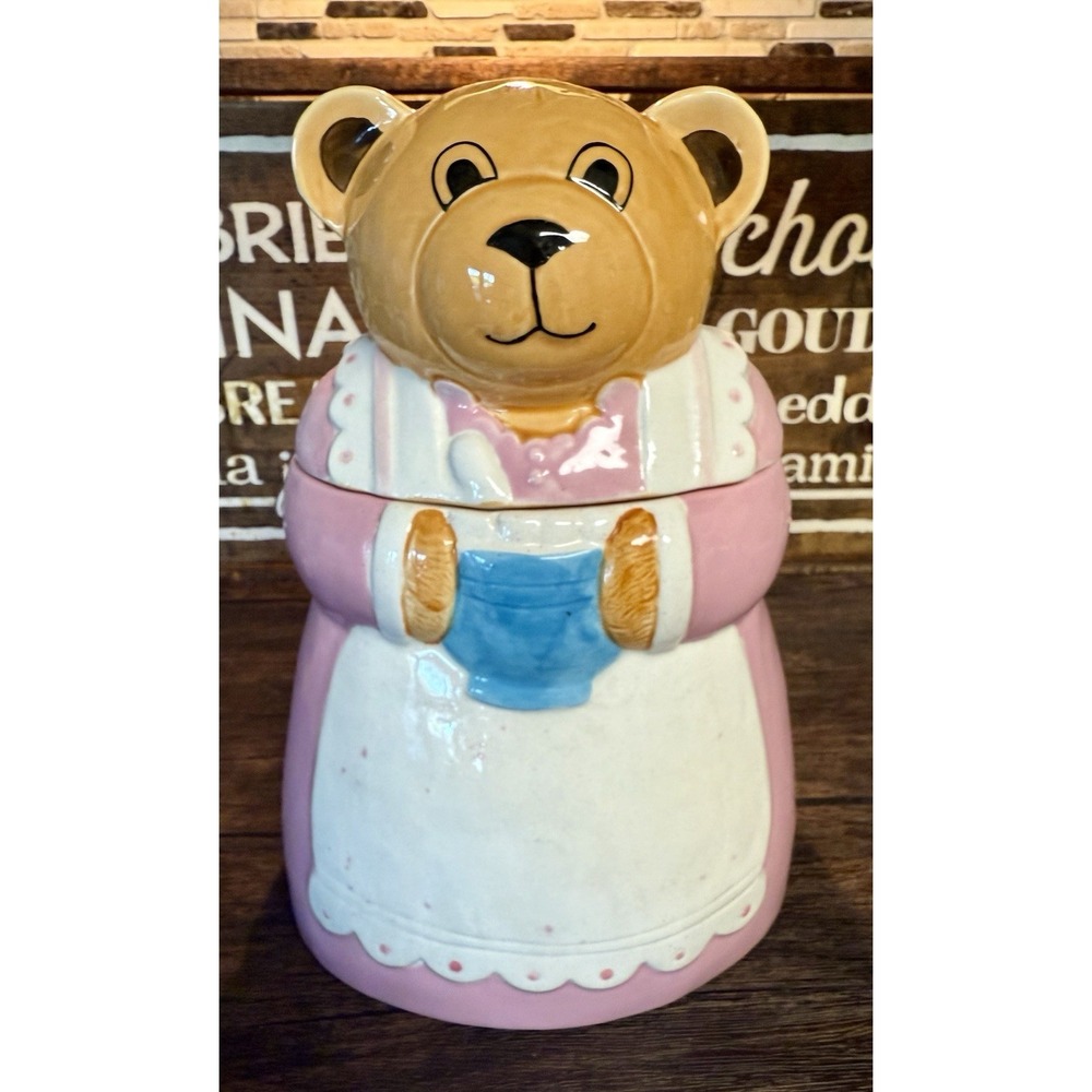 Vintage Momma Bear with Apron Biscuit/Cookie Jar Japan Rare Cookie Jar